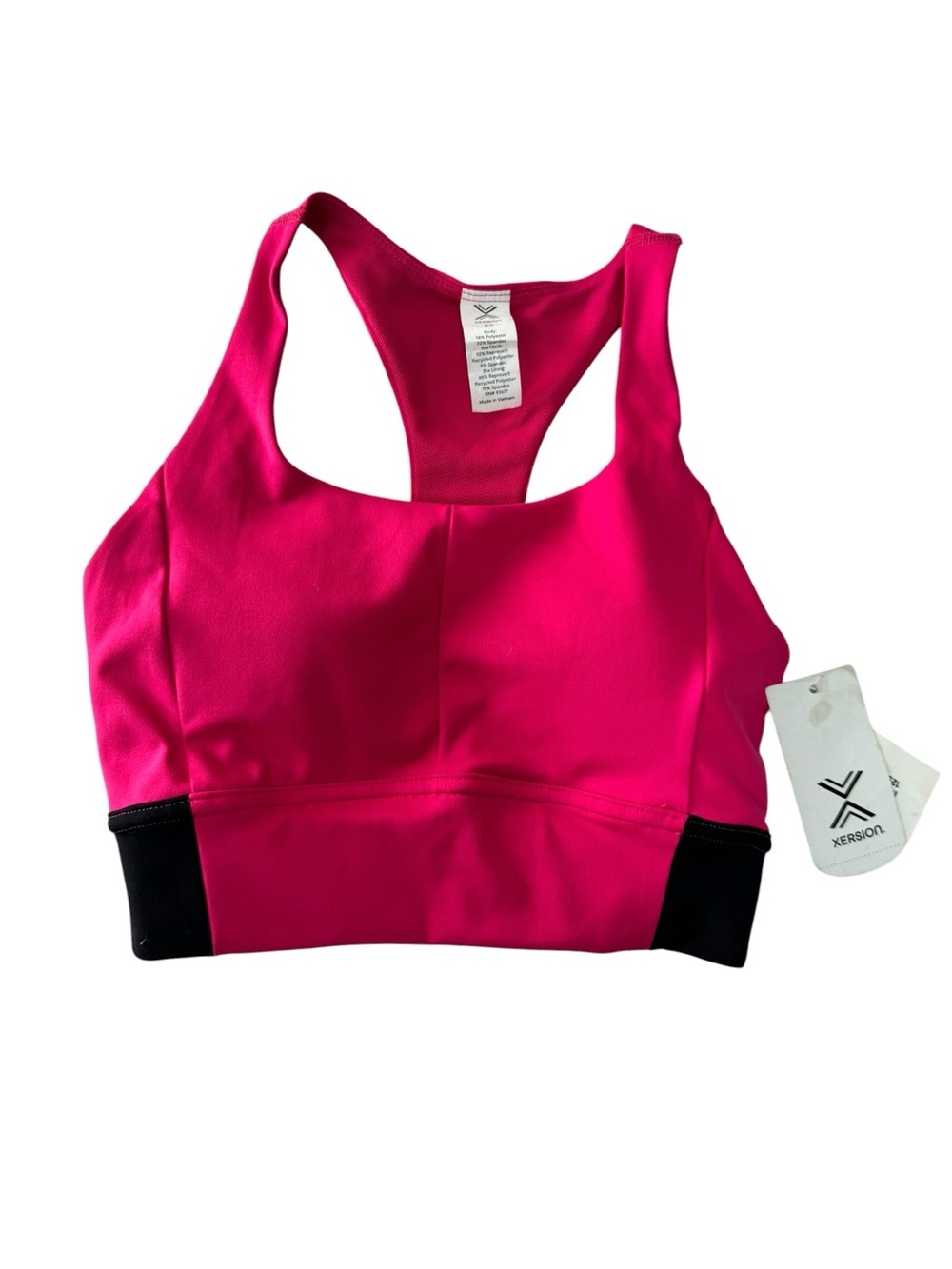 Xersion Hot Pink Racerback Sports Bra with Black Trim